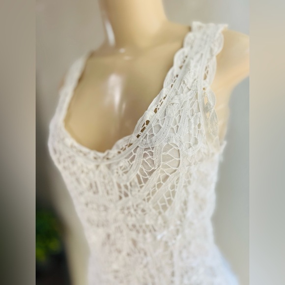 INC women’s dress size 2  white, layered dress with crochet on the top layer. - Picture 10 of 16